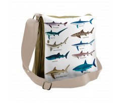 Cartoon Shark Types Wild Messenger Bag