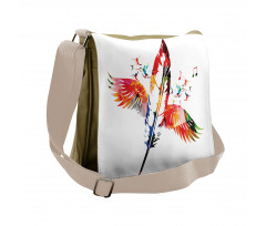 Feather with Wings Birds Messenger Bag