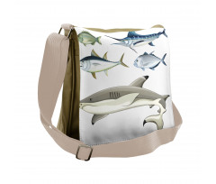 Collage of Aquatic Animal Messenger Bag