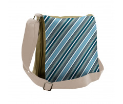 Grey and Blue Diagonal Messenger Bag