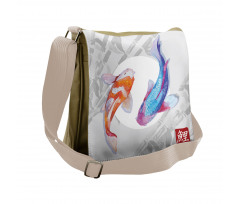 Watercolor Japanese Carps Messenger Bag