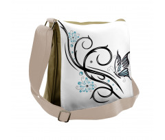 Butterfflies and Leaves Messenger Bag