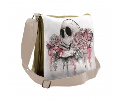 Skull Head Roses Messenger Bag