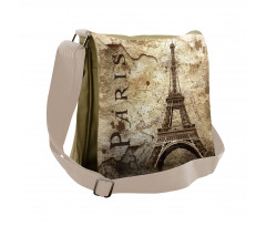 Eiffel Tower on Grunge Wall Messenger Bag