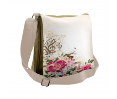 Flowers and Music Notes Messenger Bag