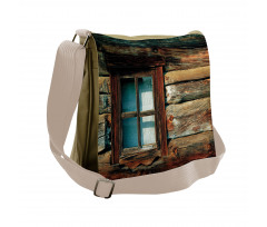 Wooden Pattern Window Messenger Bag