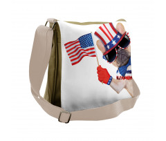 Patriotic Pug Dog Messenger Bag