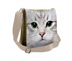 Face of a Domestic Kitty Messenger Bag