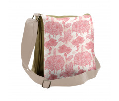 Pink Flowers and Leaves Messenger Bag