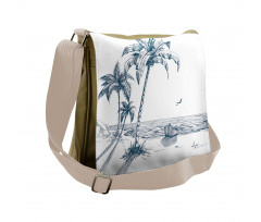 Palm Tree Boat Sketch Messenger Bag