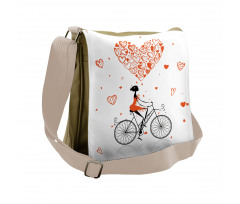 Romantic Cyclist Girl Messenger Bag