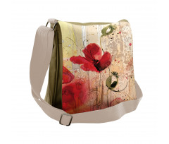 Retro Floral Design Messenger Bag