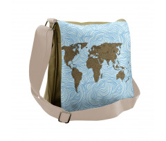 Map with Waves Messenger Bag