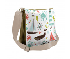 Pastel Marine Elements Messenger Bag