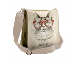 Cat with Retro Glasses Messenger Bag
