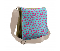 Pink Heart on Polka Dots Messenger Bag