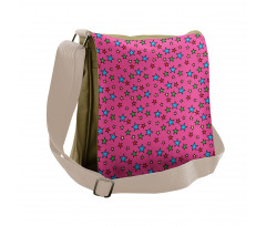 Hot Pink Retro Stars Messenger Bag