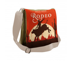 Rodeo Cowboy Rides Bull Messenger Bag
