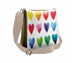 Rainbow Colors Hearts Messenger Bag