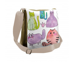 Cats in Watercolor Style Messenger Bag