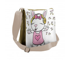 Cartoon Rock Star Bunny Messenger Bag