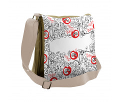 Sketchy Birds Swirls Messenger Bag