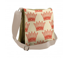 Vintage Red Crown Pattern Messenger Bag