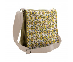 Yellow Tile Flowers Messenger Bag