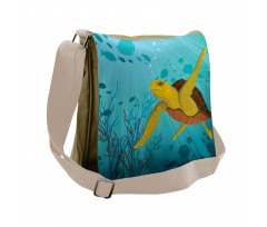 Cartoon Turtle Coral Messenger Bag