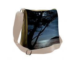 Night Tree Silhouette Sea Messenger Bag