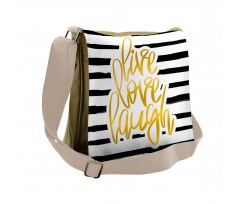 Stripes Text Messenger Bag