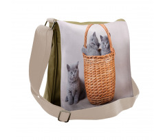 British Cats in Basket Messenger Bag