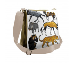 Cartoon Wild Animals Africa Messenger Bag