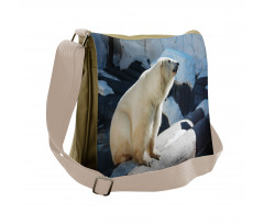 Polar Bear in Park Rocks Messenger Bag