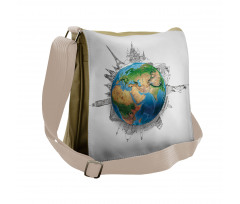 Realistic Globe Planet Messenger Bag