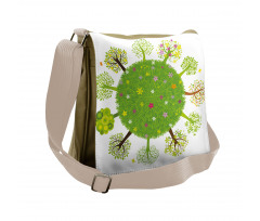 Various Green Trees Bloom Messenger Bag