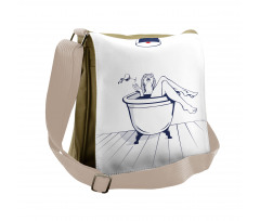 Young Woman in Bathtub Art Messenger Bag