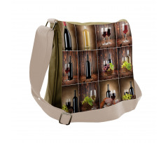 Grapes Meat Drink Collage Messenger Bag