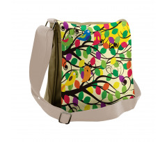 Happy Birds Colorful Tree Messenger Bag