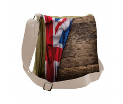 Flag on Oak Board Messenger Bag