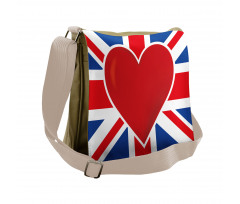 Flag Big Red Heart Messenger Bag