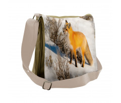 Red Fox in Snowy Nature Messenger Bag