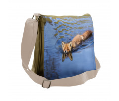Fox Swimming in River Messenger Bag
