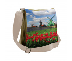 Red Color Tulips Field Messenger Bag
