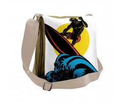 Man on Sea Waves Messenger Bag