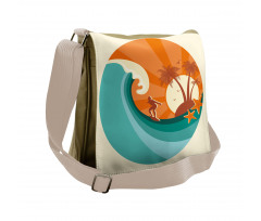 Retro Man Surfing Messenger Bag