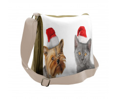 Cat Dog Xmas Hats Messenger Bag