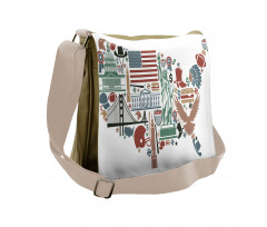 Travel Landmarks USA Flag Messenger Bag