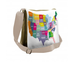 USA Map Colorful States Messenger Bag