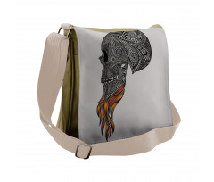 Abstract Art Skull Beard Messenger Bag